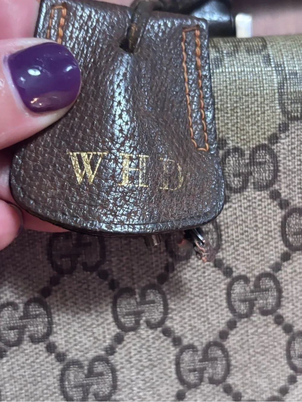 Vintage 1960s Gucci Brown Monogram Briefcase with Brown Leather Trim & Lock Key - Picture 4 of 16